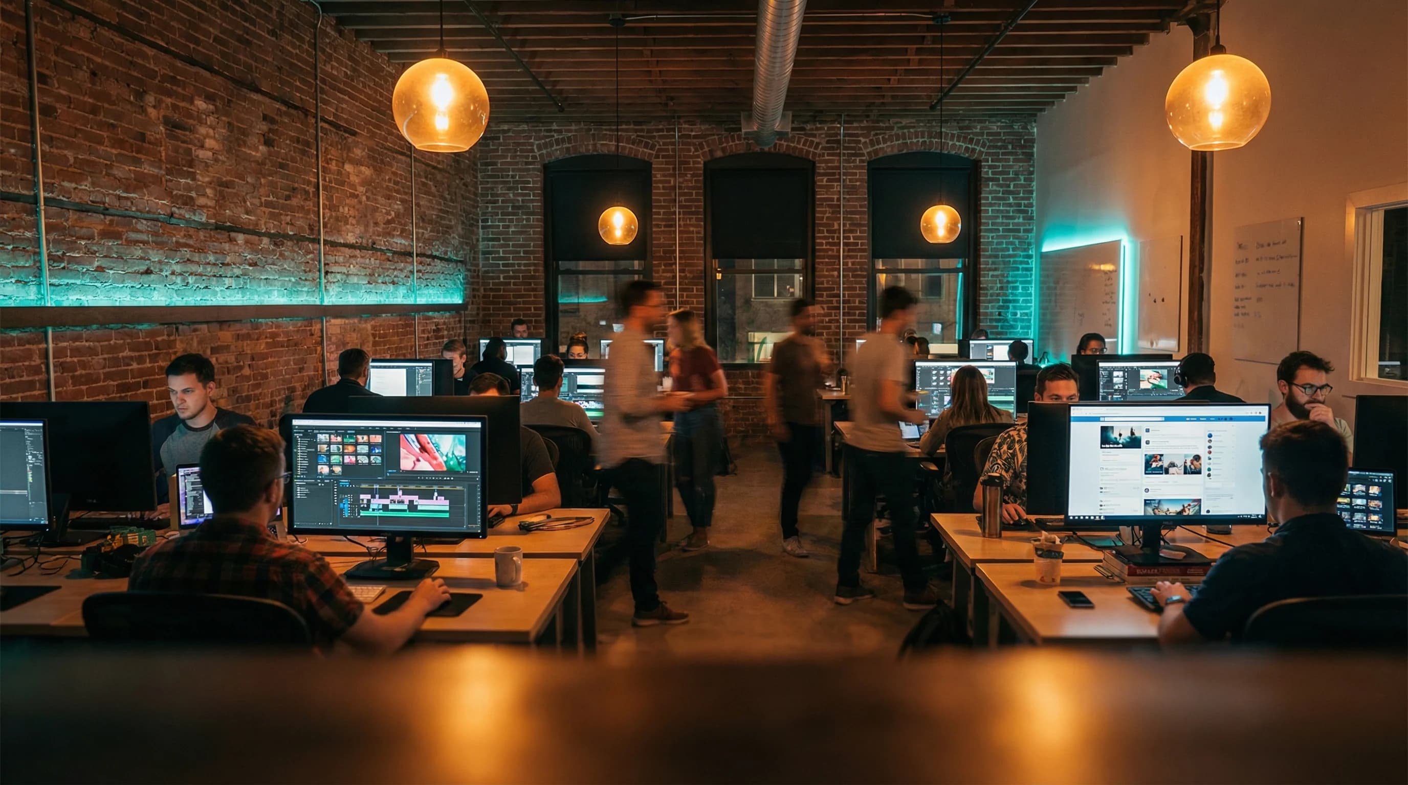 Creative video agency team at work